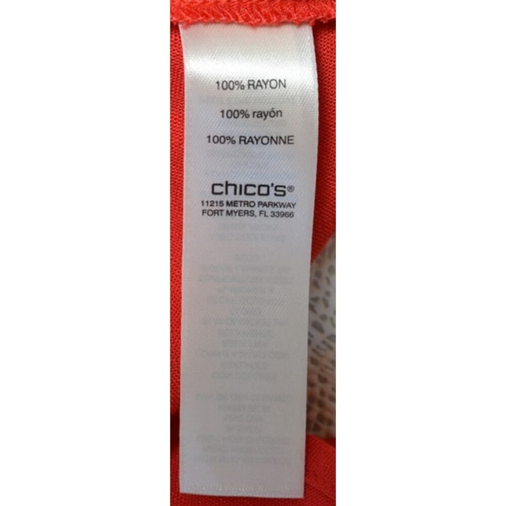 Chico's Women's Size 2 XL Red Roll Tab Sleeve Blouse Top Back Button Detail - Picture 7 of 10